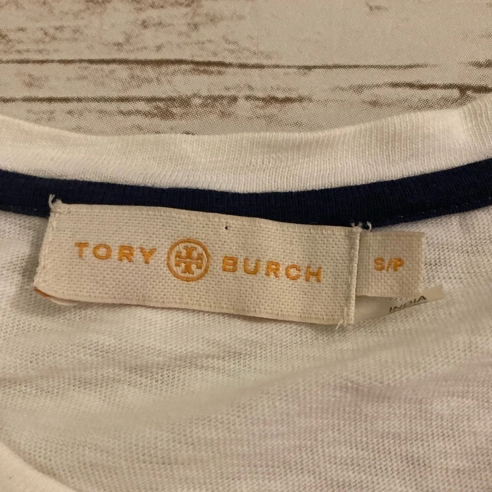 Tory Burch White Lenox Ruffled Top Small